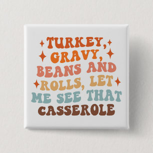 A Retro Thanksgiving Dinner 15 Cm Square Badge