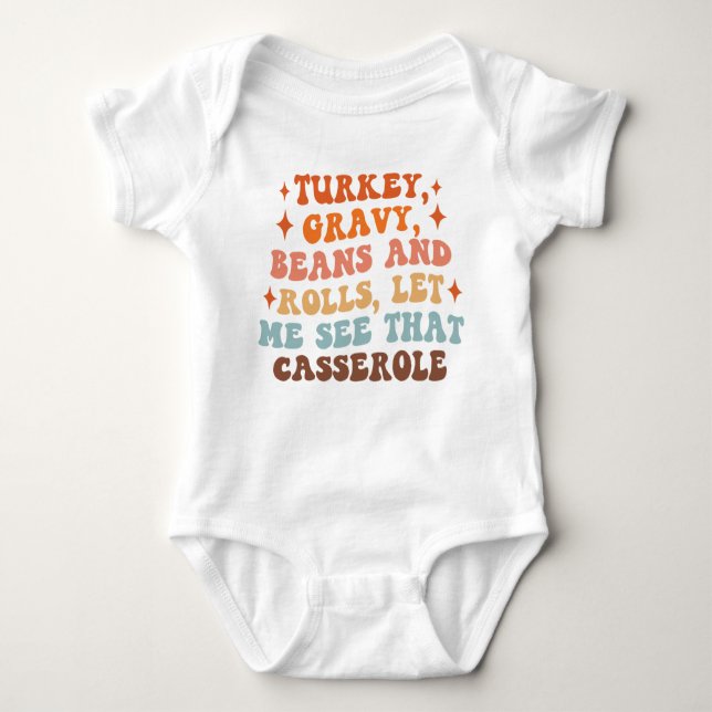 A Retro Thanksgiving Dinner Baby Bodysuit (Front)