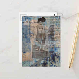 A Retro Woodworking Man mixed media collage Postcard