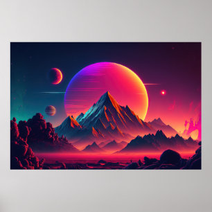 A Retrowave Tribute to the Beauty of the Mountains Poster