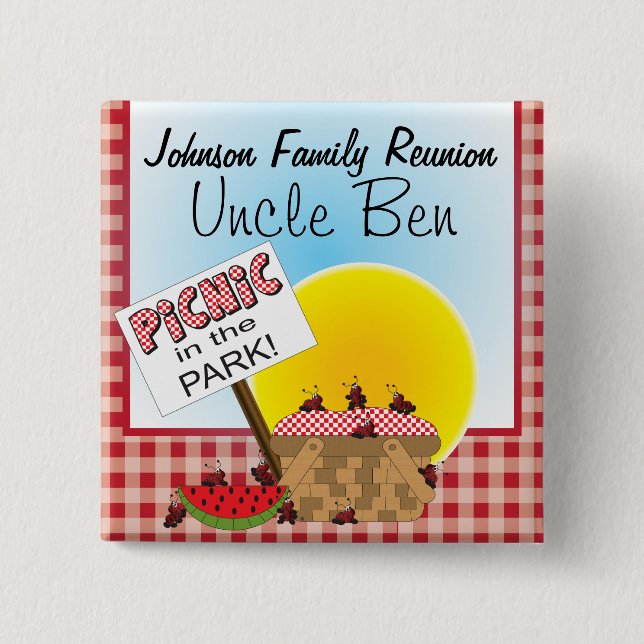 A Reunion | Picnic in the Park | Any Occasion 15 Cm Square Badge (Front)