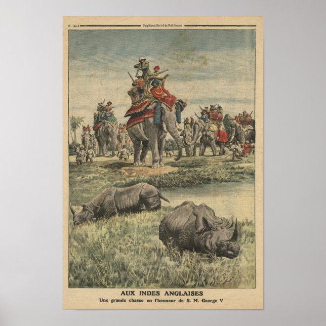 A rhinoceros hunt in honour of King George V Poster (Front)