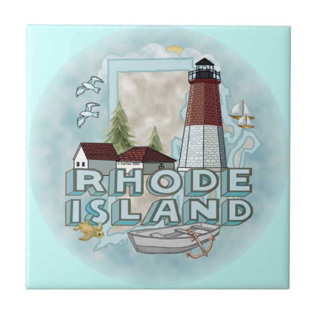 A Rhode Island Lighthouse Ceramic Tile (Front)