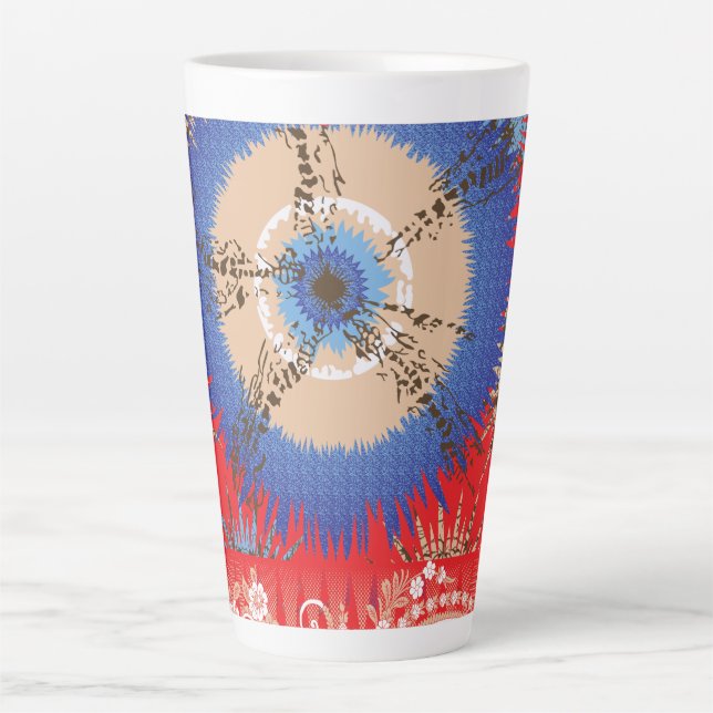  A rich paisley pattern combining red and blue ton Latte Mug (Front)