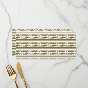 A richly coloured rug features a symmetrical geome menu