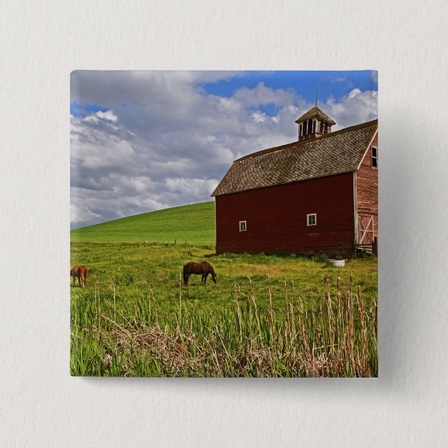A ride through the farm country of Palouse 3 15 Cm Square Badge (Front)