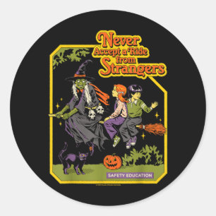 A Ride Witches Halloween Sarcastic Retro Funny Classic Round Sticker