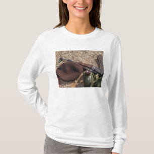 A rifle, military cover and canteen T-Shirt