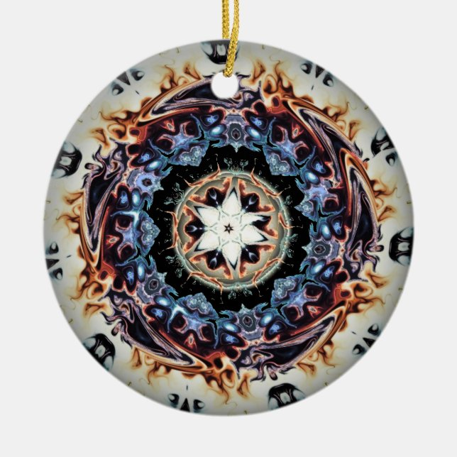 A ring of fire (colourful pattern) ceramic ornament (Front)