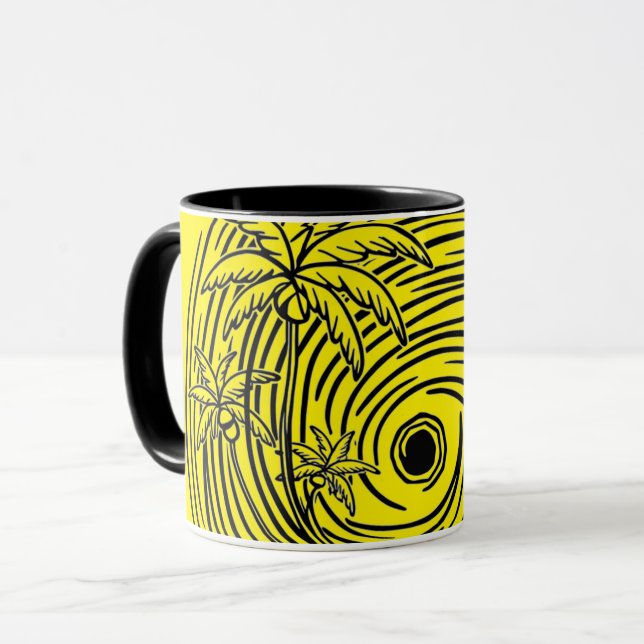 a rising sun in front of the sea, mug (Front Left)