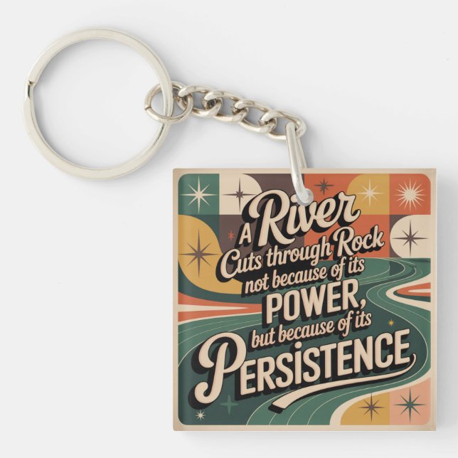 A River Cuts Through Rock Not Because Of Its Power Key Ring (Front)