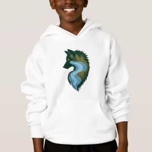 A river flowing through a wolf silhouette