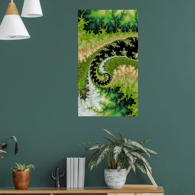 A River in the Green Forest Fractal Landscape Poster (Living Room 1)
