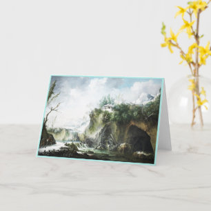 A river landscape in winter, Francesco Foschi  Card