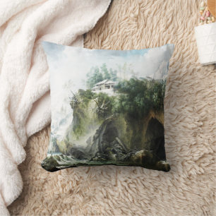 A river landscape in winter, Francesco Foschi  Cushion