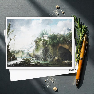 A river landscape in winter, Francesco Foschi  Postcard