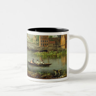 A River Landscape, possibly a View from the West E Two-Tone Coffee Mug