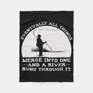 A River Runs Through It Fly Fishing Fleece Blanket
