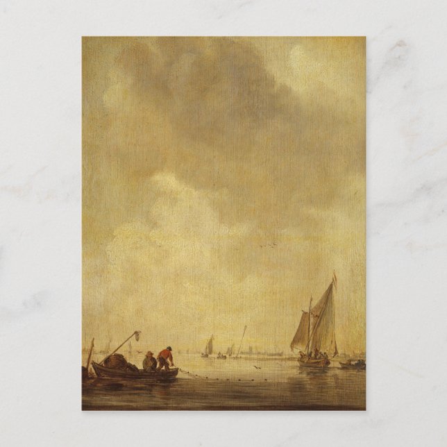 A River Scene, with Fishermen Laying a Net, 1638 Postcard (Front)