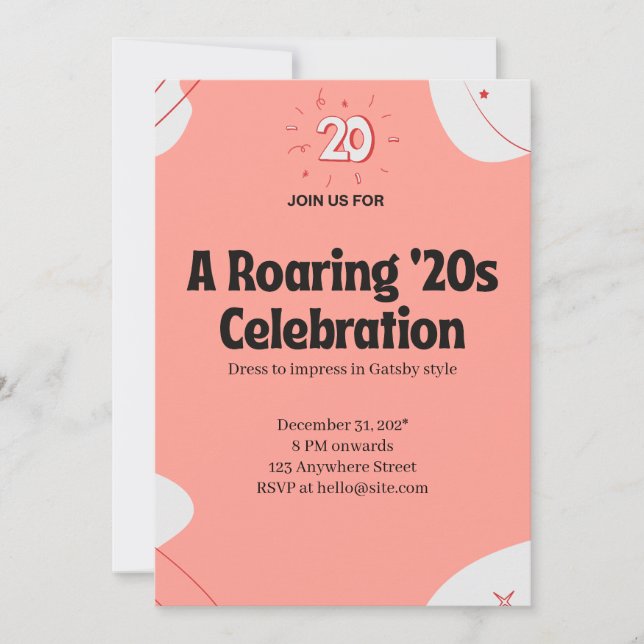 A Roaring ’20s Celebration Invitation (Front)