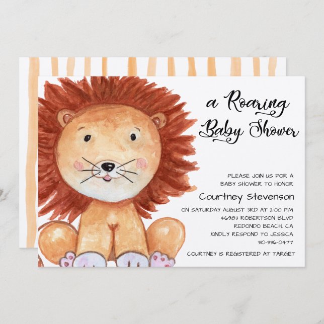 A Roaring Baby Shower Invitation (Front/Back)