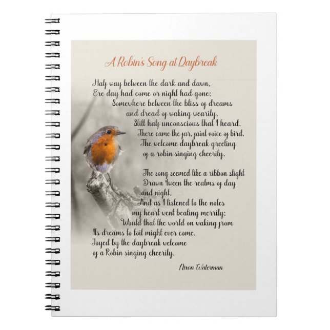 A Robin’s Song at Daybreak - Poem of N. Waterman Notebook (Front)