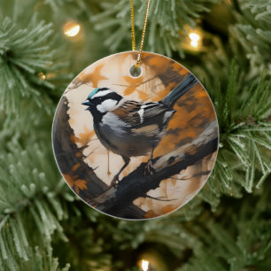 A Robin's Serenade in the Canopy, Ceramic Ornament