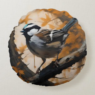 A Robin's Serenade in the Canopy, Round Cushion
