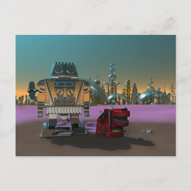A Robot and His Dog Postcard (Front)