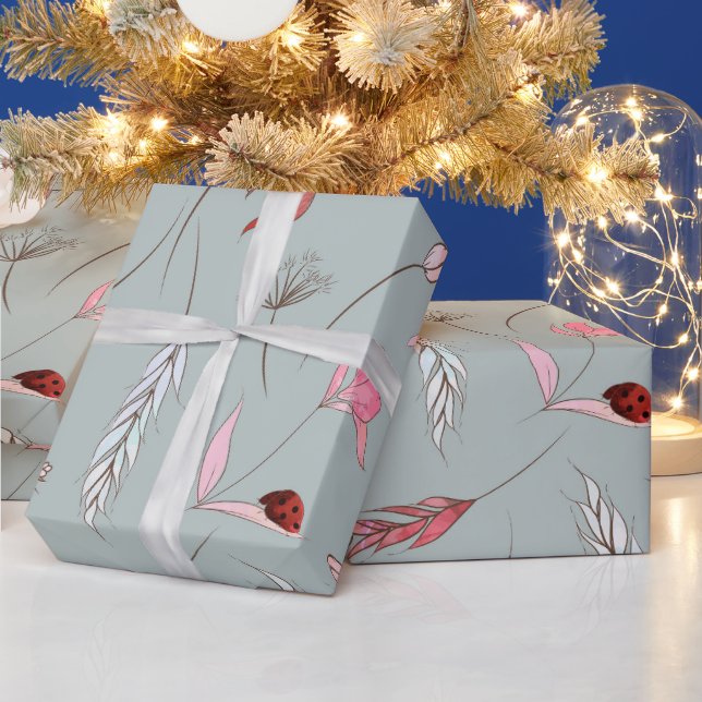 A roll of wallpaper with a light grey background wrapping paper (Holidays)