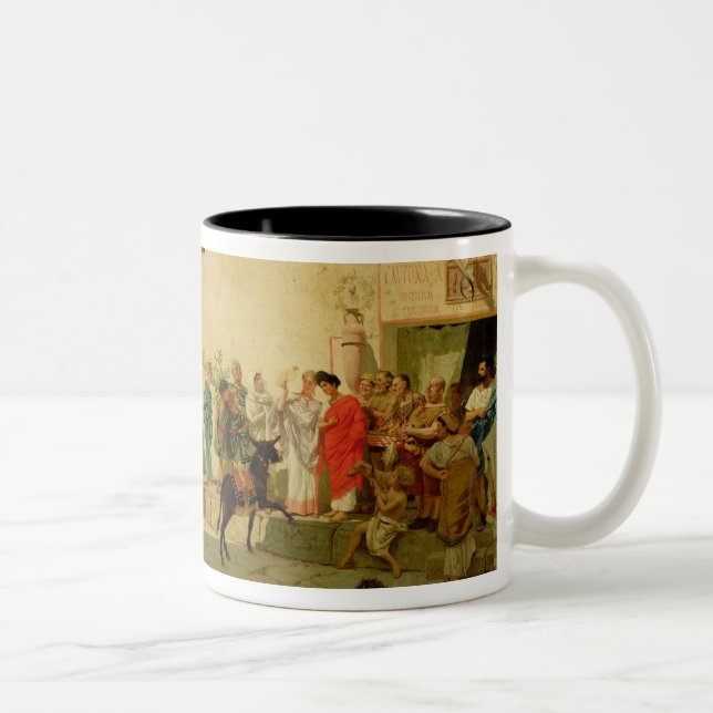 A Roman Street Scene with Musicians and a Performi Two-Tone Coffee Mug (Right)