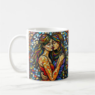 A Romantic Embrace   Mosaic Women Ai Art Coffee Mug
