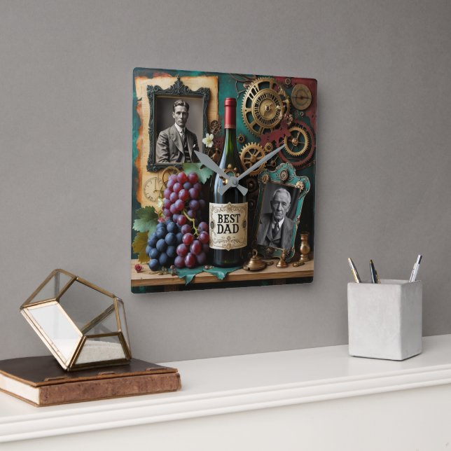 A romantic steampunk style  square wall clock (Office)