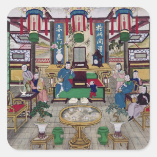 A Room in the House of Mr. Kong, a Peking Merchant Square Sticker