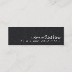 A Room without Books   Modern Black Bookmark Card