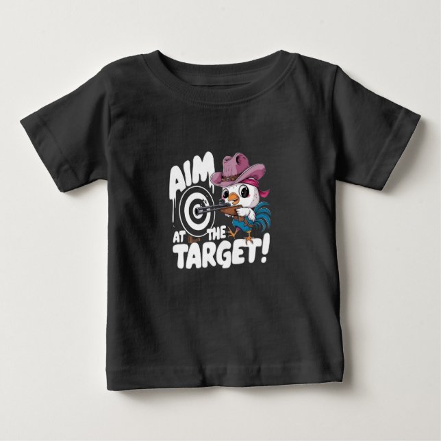 A rooster aiming a target shooting rifle baby T-Shirt (Front)