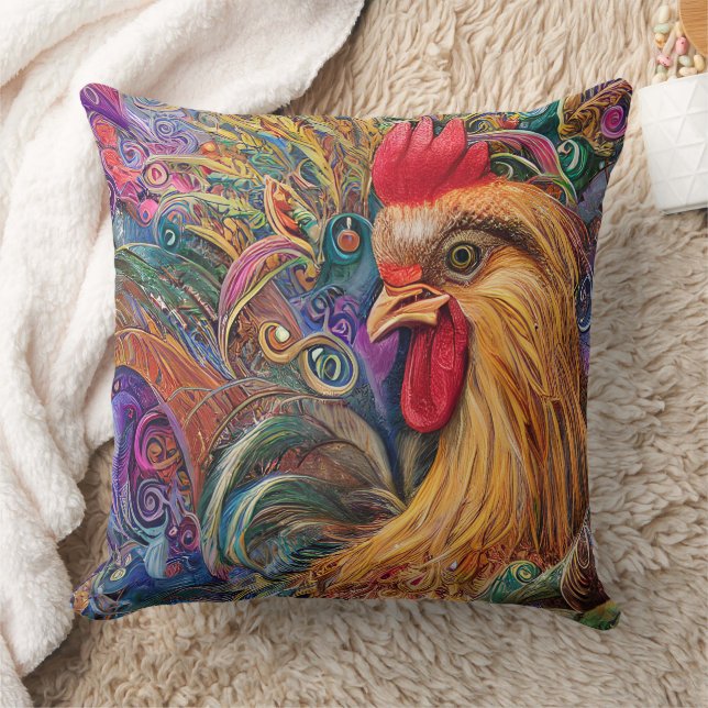 A Rooster's Enduring Gloriousness Cushion (Blanket)