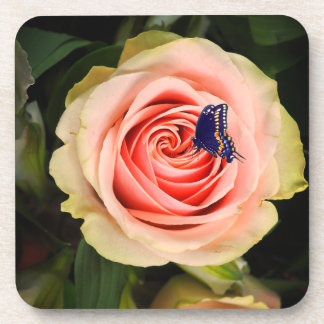 A rose and a butterfly coaster