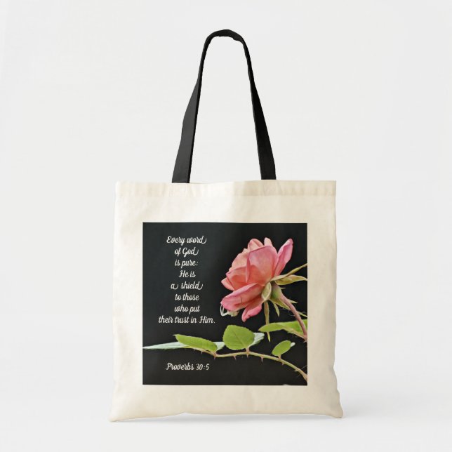 A Rose and Friend Scripture Tote Bag (Front)