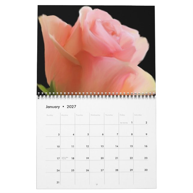 A Rose Filled Calendar (Jan 2027)