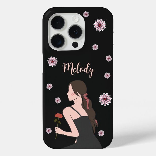 A Rose Girl with pink flower Case-Mate iPhone Case (Back)