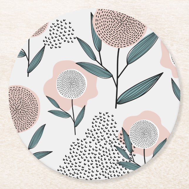 A rose round paper coaster (Front)