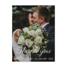 A roses wedding thank you postcard