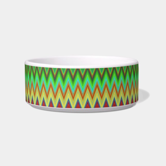 A round bowl with a colourful zigzag pattern  (Front)