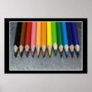 A Row of Colored Pencils. Poster