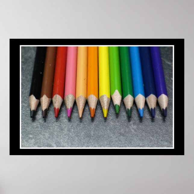 A Row of Colored Pencils. Poster (Front)