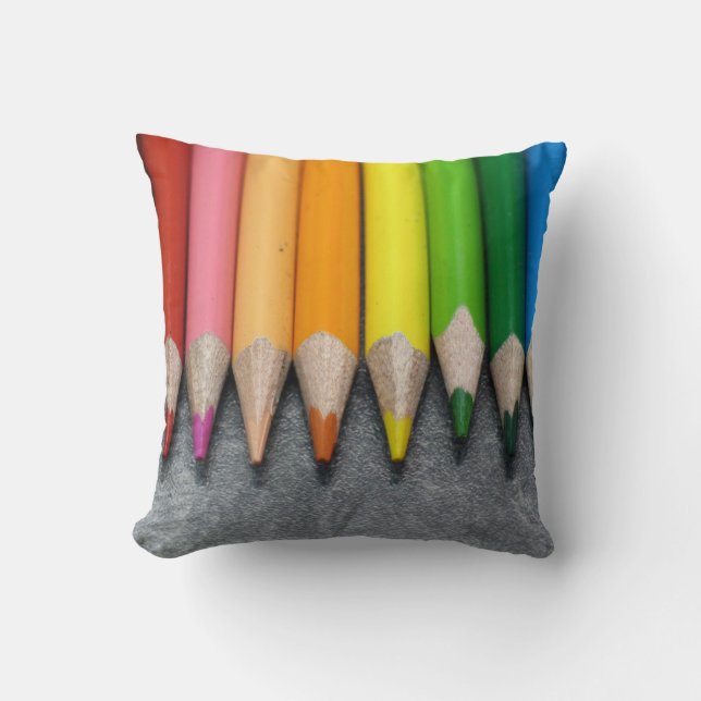 A Row of Coloured Pencils. Cushion (Front)