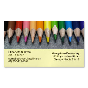 A Row of Coloured Pencils. Magnetic Business Card