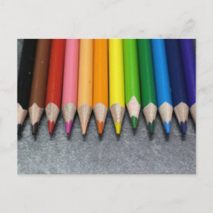 A Row of Coloured Pencils. Postcard