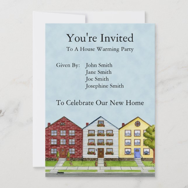A Row Of Houses Invitation (Front)